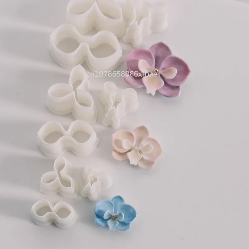 3Pcs/Set Phalaenopsis Flower Petals Polymer Clay Cutters Mold DIY 3D Flowers Earrings Jewelry Pendants Soft Pottery Cutting Die