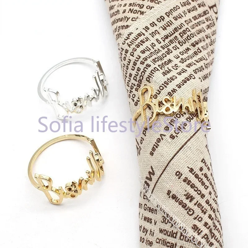 

12PCS new letter Bismillah napkin ring hotel western restaurant napkin buckle hotel wedding decoration jewelry spot