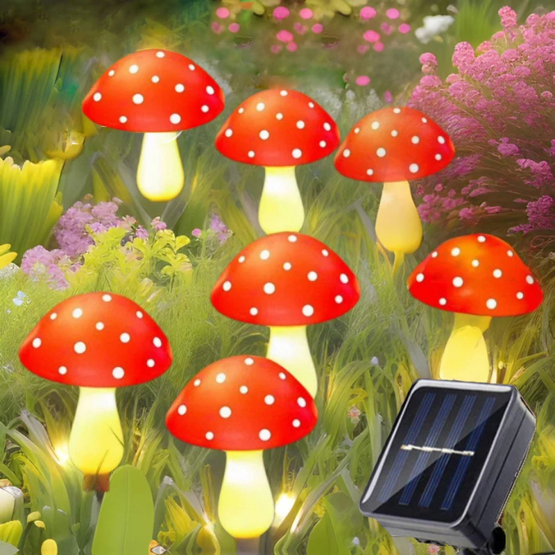 

Christmas Decor Outdoor 8 Pack 50 LED Fairy Lights for Yard Patio Pathway Solar Mushroom Lights with Solar Panel Garden Lights