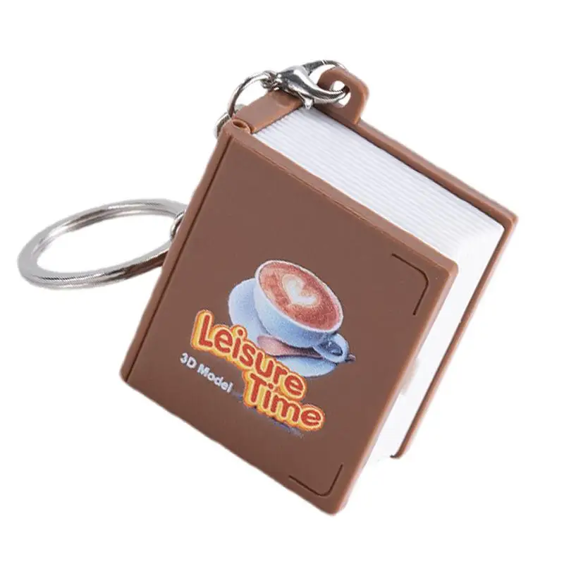 3D Book Keychain 3D Coffee Book Design Folding Keychains Stereo Stress Relief Sensory Toy 3D Three-Dimensional Book Keychain