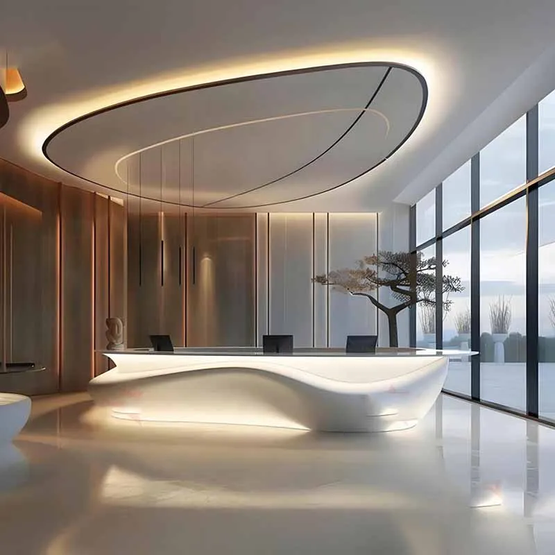 Vintage Black Reception Counters Luxury Curved Business Clinic Reception Counter White Drawer Empfangstresen Office Furniture