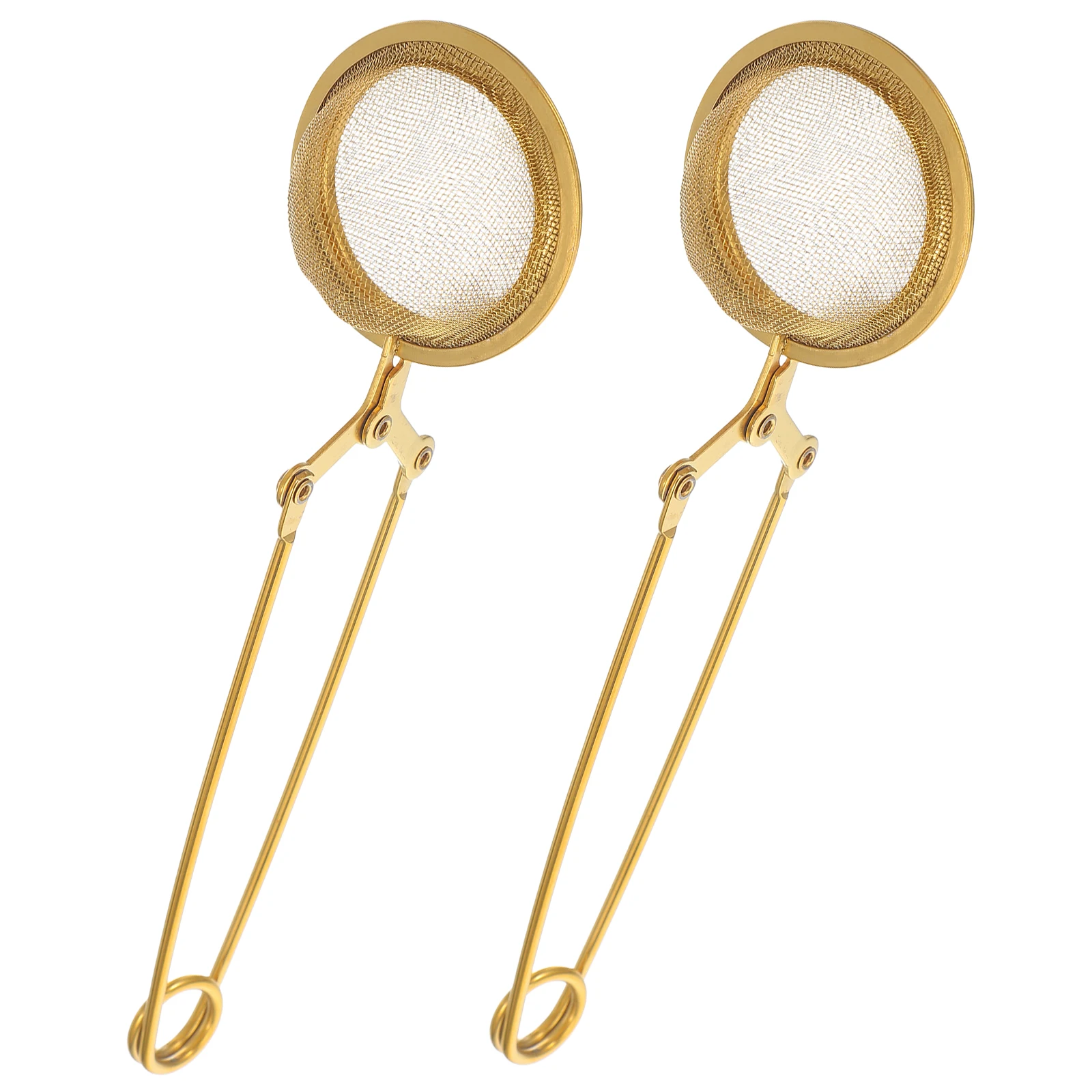 

2Pcs Tea Filter Strainer Stainless Steel Loose Leaf Metal Golden Color Household Tea Accessory Portable Compact Enjoyful