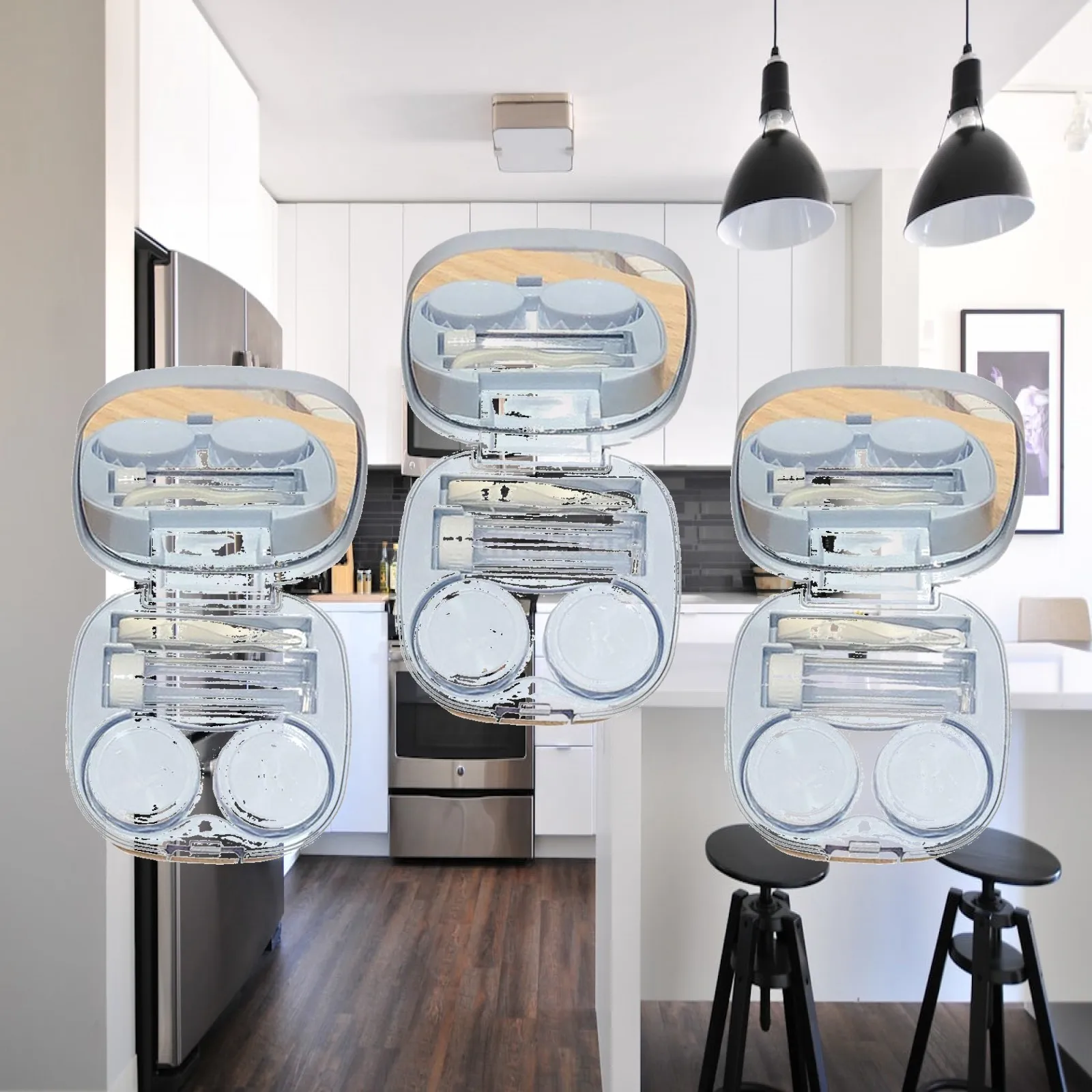 3 Pack Mirror Contact Case Small Size Contact Holder Durable Container for Women