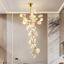 Modern Minimalist Chandelier Nordic Villa Duplex Living Room High Ceiling Light Fixture Hollow Staircase Decoration Hanging Lamp
