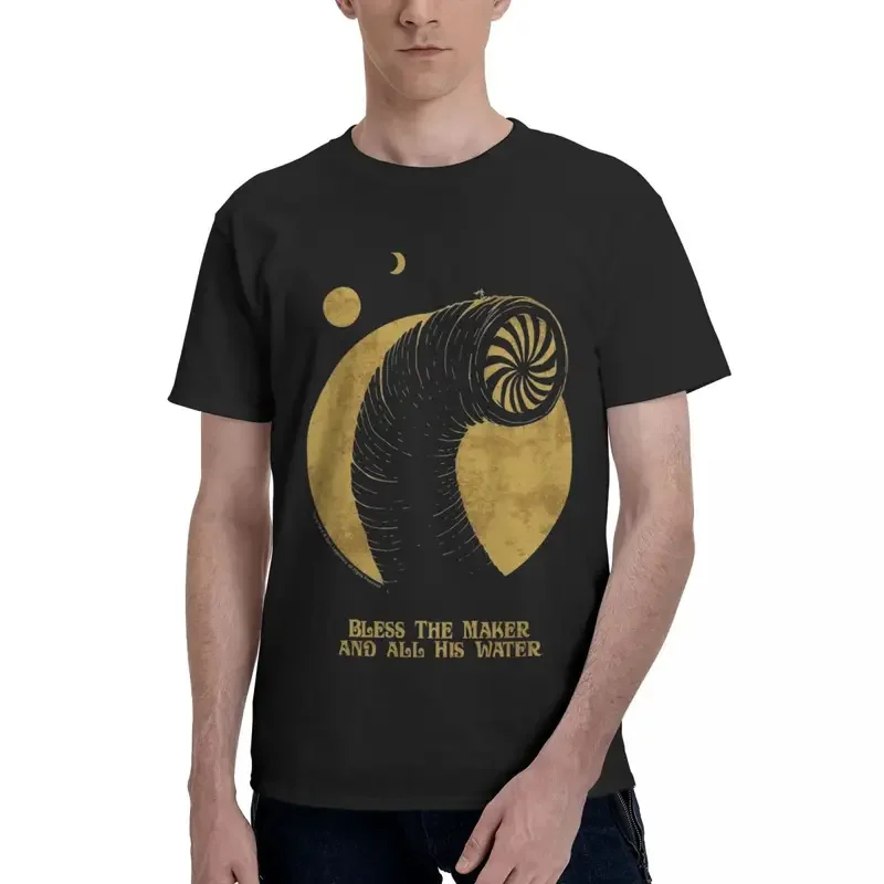 Y2K Dune Movie Men'S T Shirts Shai Hulud Bless The Maker Leisure Tee Short Sleeve Crewneck T-Shirt 100% Cotton Summer Clothing