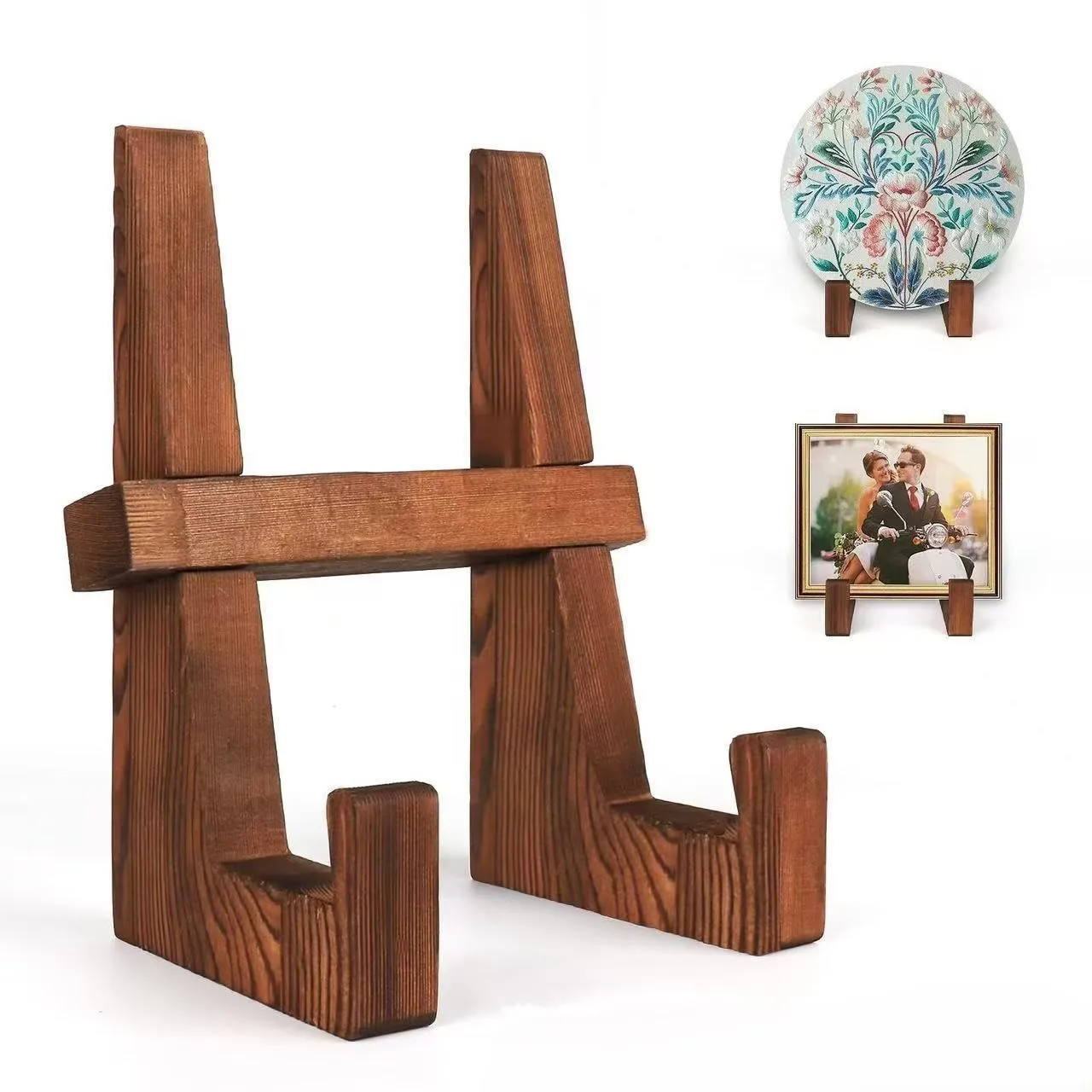 Wooden cookbook stand, bookshelf display rack, kitchen countertop upright recipe holder, desktop lazy tablet stand