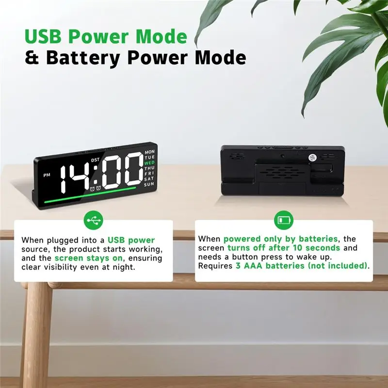 B03C-Digital Desk Clock Loud Alarm Clock For Heavy Sleepers Alarm Clock Mains Powered