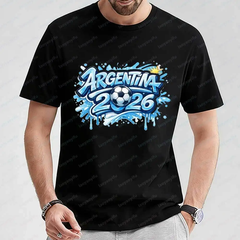 2026 Soccer Argentina T-Shirt for Men Cool Argentina Football Fan Graphic Tee Cotton 2026 Soccer Sportswear Summer Trendy Tops