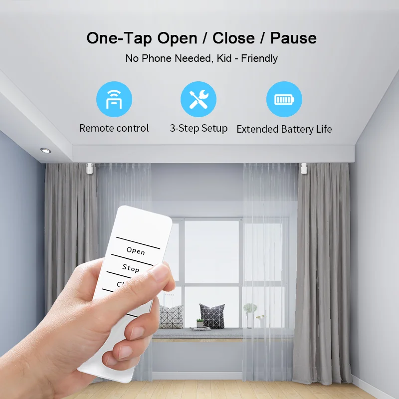 Household intelligent curtain opener, electronic Roman rod/T-shaped track/U-shaped track three-in-one curtain motor, remote cont