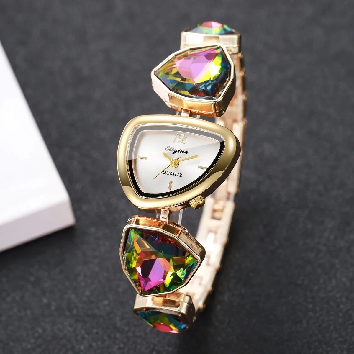 Elegant Rhinestone Bracelet Strap Women Watches Fashion Irregular Dial Ladies Quartz Wristwatch Reloj Mujer (Without Box)