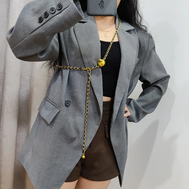 Designer Belts For Women High Quality Luxury Golden Chain Belt Ladies Dress Waistband Adjustable Punk Corset