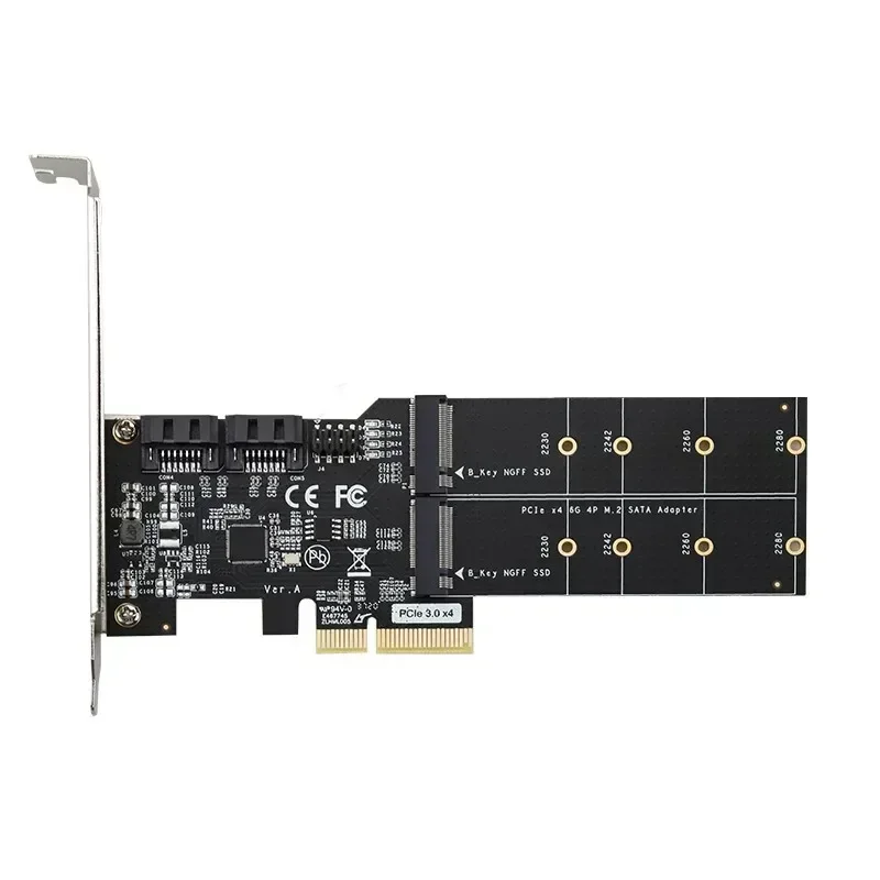 Adapter Card PCIE 3.0 X4 To 2 Port M.2 B-KEY Dual Port SATA Extension Chip ASM116 Converter Expansion PCI-E 4X M2 BKEY Add Card