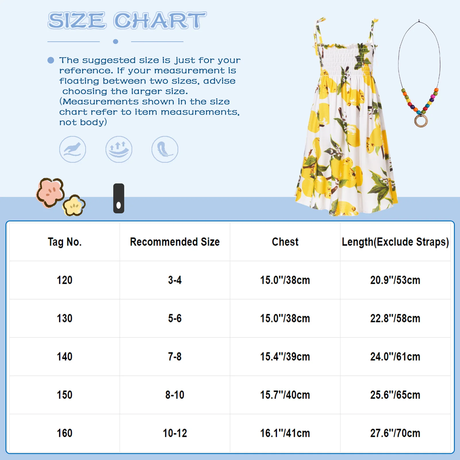 Girls Bohemian Dresses Sleeveless Summer Dress Boho Beach Sun Dress Stretch High Waist Casual Dress with Necklace Princess Party