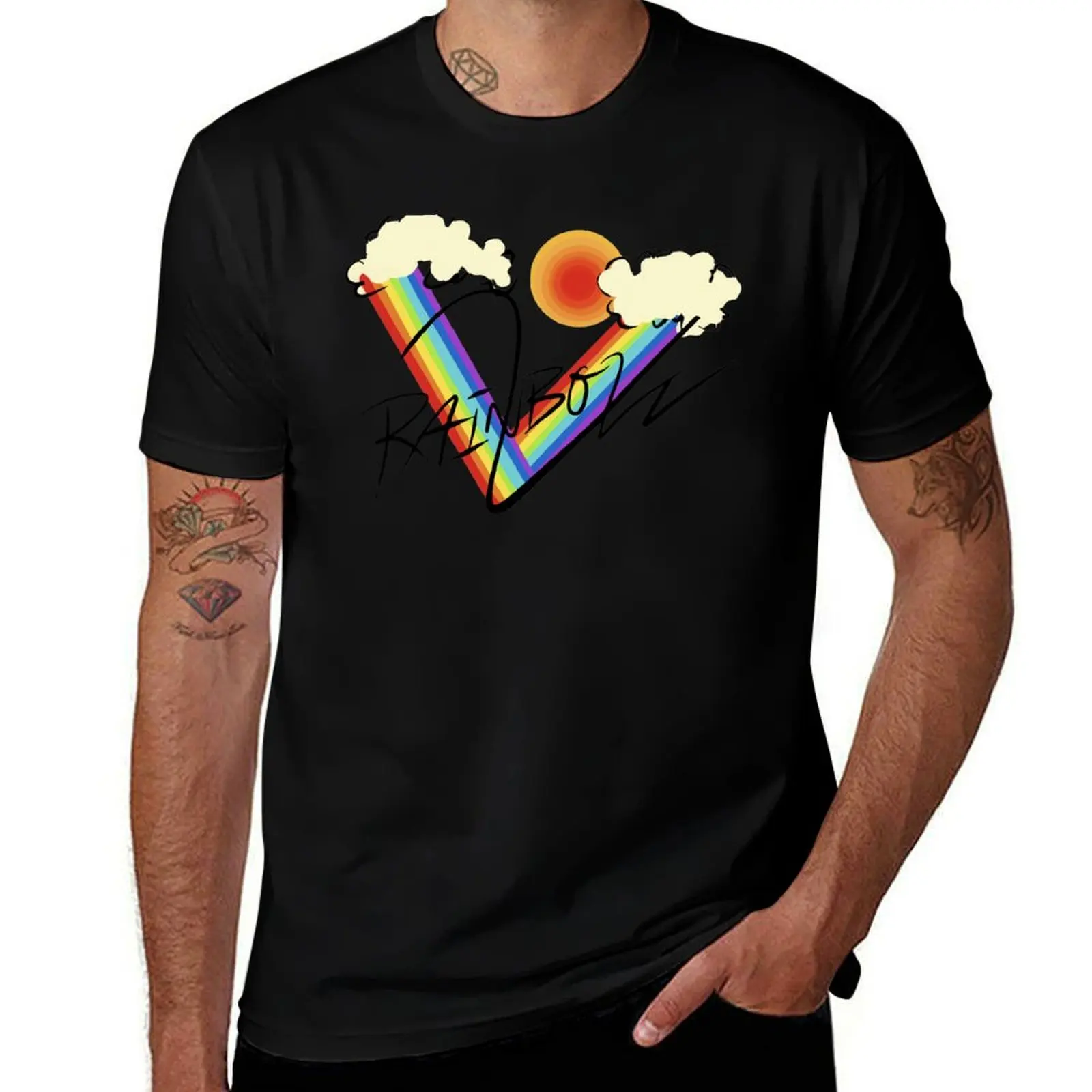 

rainbowv (black text ver) T-Shirt man graphic t shirt t shirts for man graphic funny man t shirt cotton T-Shirt