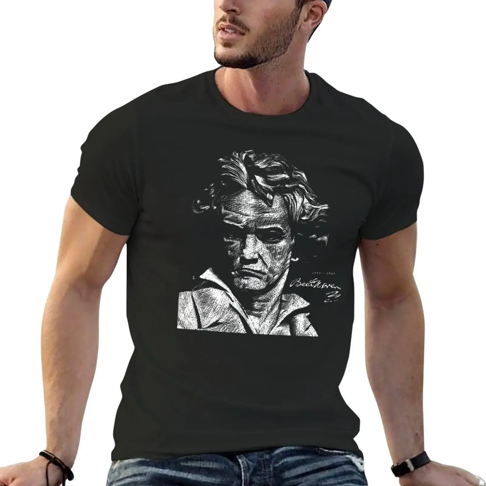 

Beethoven Signature Illustration T-Shirt new gifts and t-shirts Blouse basketball graphic tees men clothes