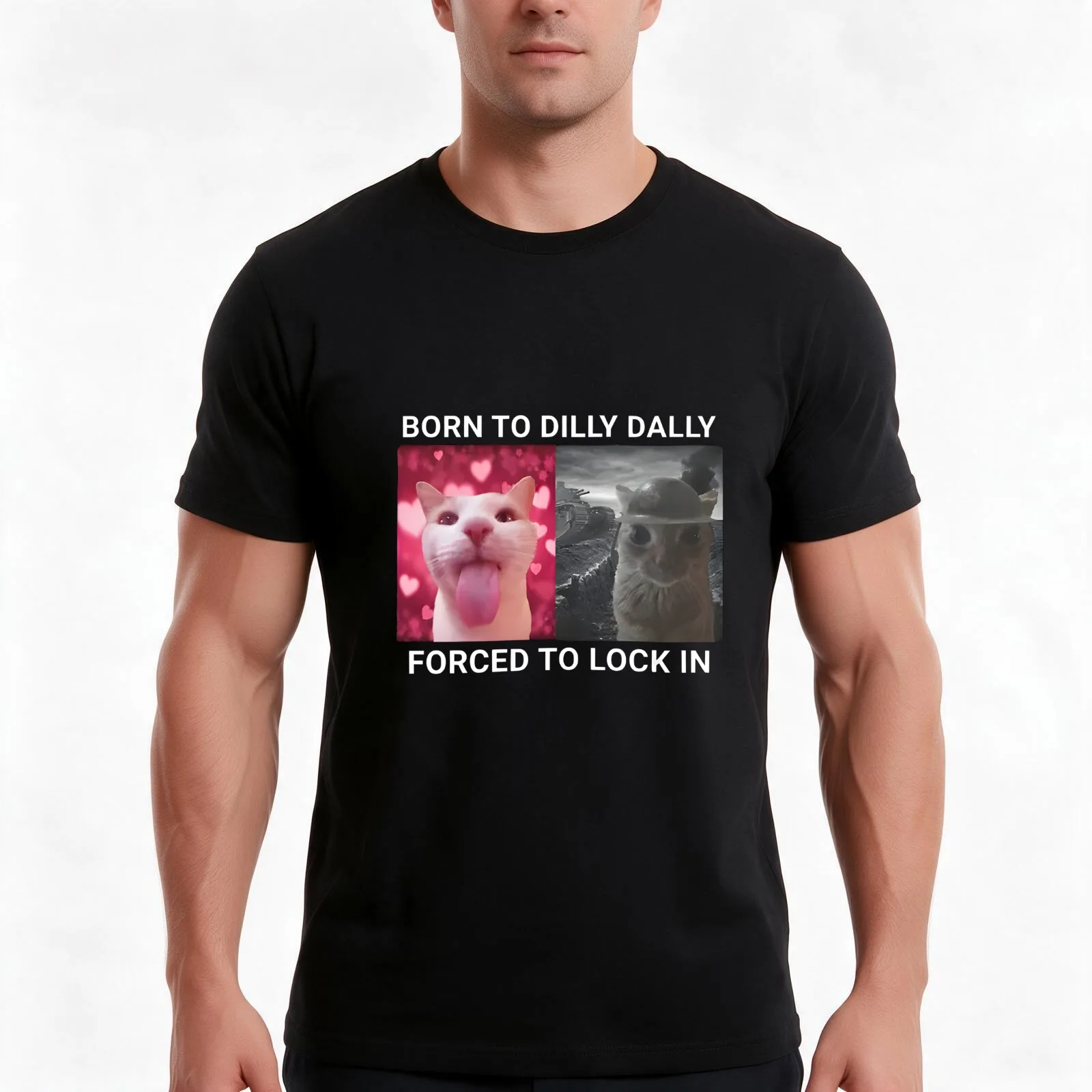 Born To Dilly Dally Forced To Lock In T-Shirt, Summer Casual Cotton Tee, Oversized Streetwear Tops, Vintage Graphic Print
