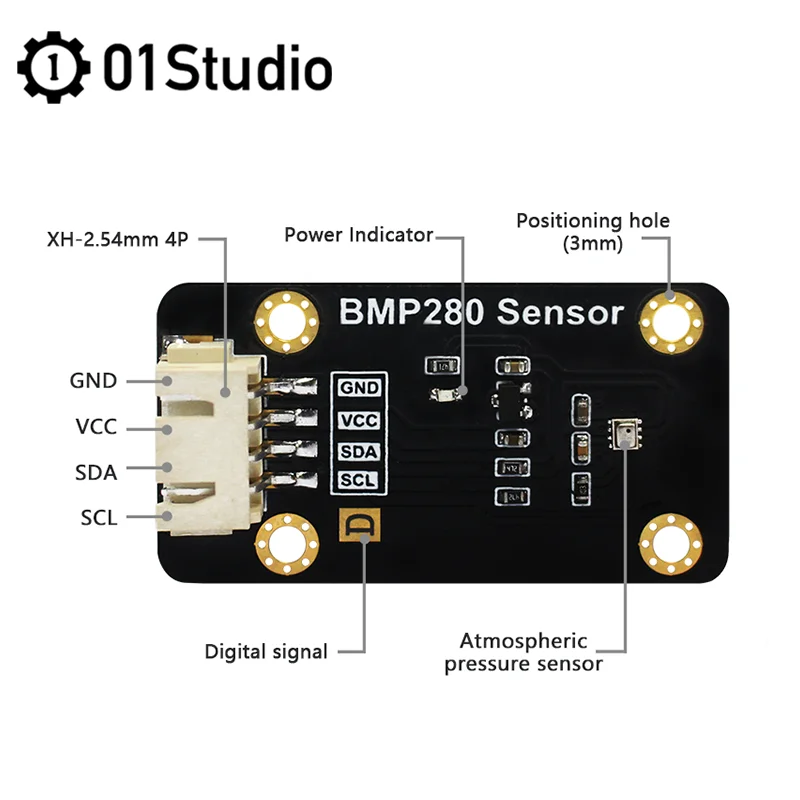 01Sudio-sensor de presión atmosférica MP280, módulo pyBoard, Micropython, programación I2C, 3,3 V