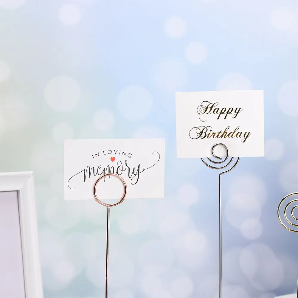 Metallic Paper Clamp Desktop Decoration Heart Shape Rose Gold Clamps Stand Table Numbers Holder Photos Clips Place Card
