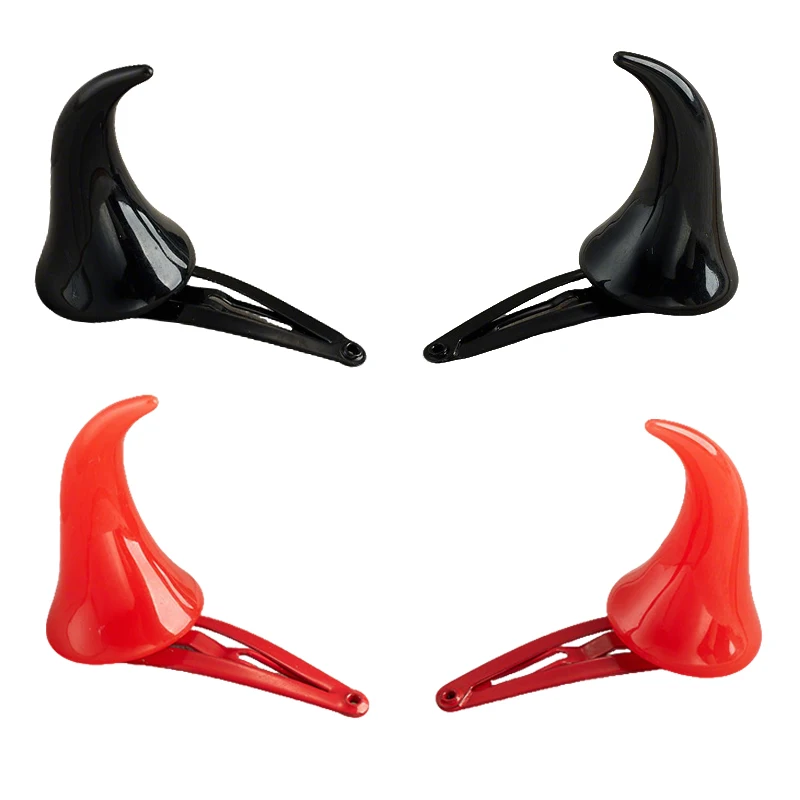 Creative Devil Horns Hair Clip Red Black 2 Color Available Masquerade Cosplay Accessories Halloween Party Barrette Hair Clip ZYF