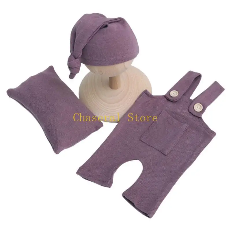 E7CE Newborn Photography Props Outfit Baby Boy Girl Romper Hat Pillow Set Infants Photo Cap Bodysuit Clothing
