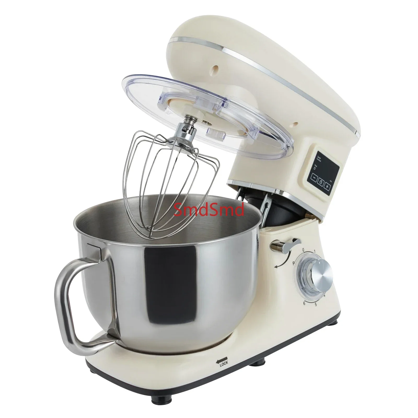 White Digital Stand Mixer 1350W, 6.5Qt Kitchen Mixer With Dough Hook Beater Whisk, 6+1 Speed Timer