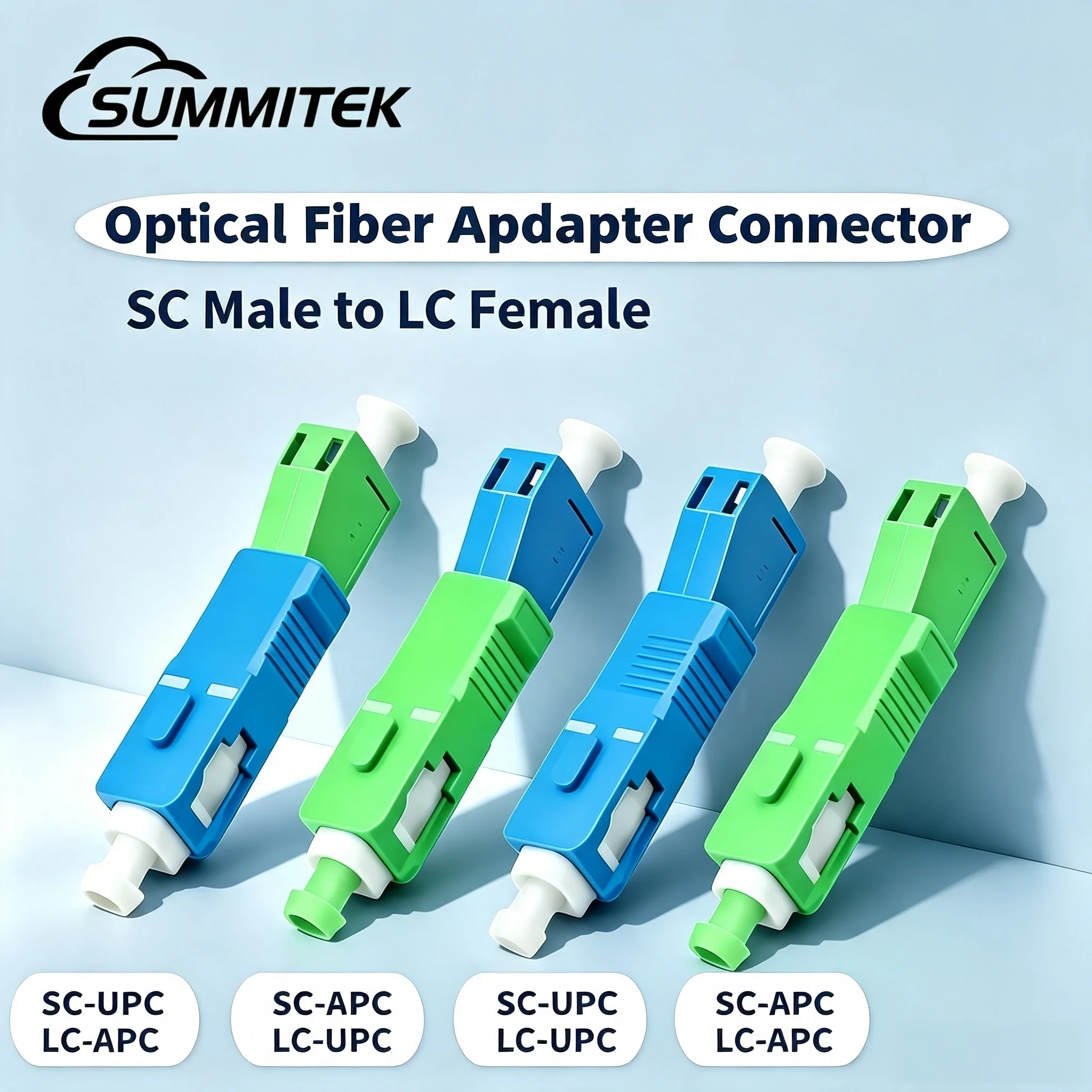 SUMMITEK SC Male to LC Female Fiber Optic Adapter APC UPC Fast Connector Single Mode Optical Adapter for FTTH Coupler