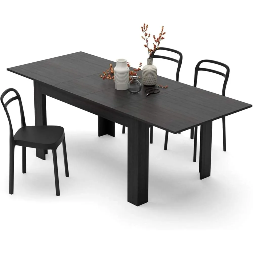 

Extendable Dining Table for 6-10 People, 55,1(86,6) x35,4 in , Expandable Dining Table for Kitchen, Italian Furniture