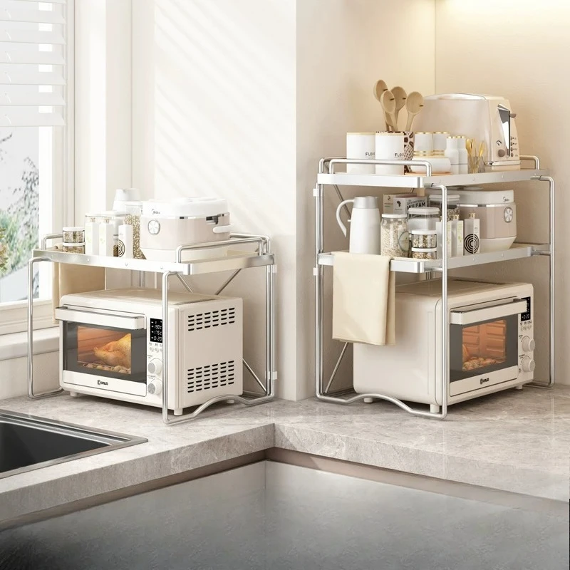 Stainless steel microwave storage rack Multi-layer multi-purpose shelf for home use