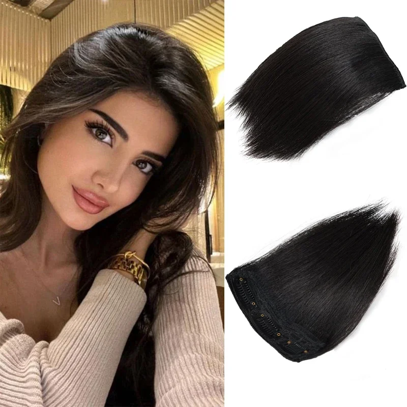 100% Human Hair Women Invisable Seamless Hair Pads Clip in 3Clips Increase Volume Hair Extensions Top Side Cover Hairpiece