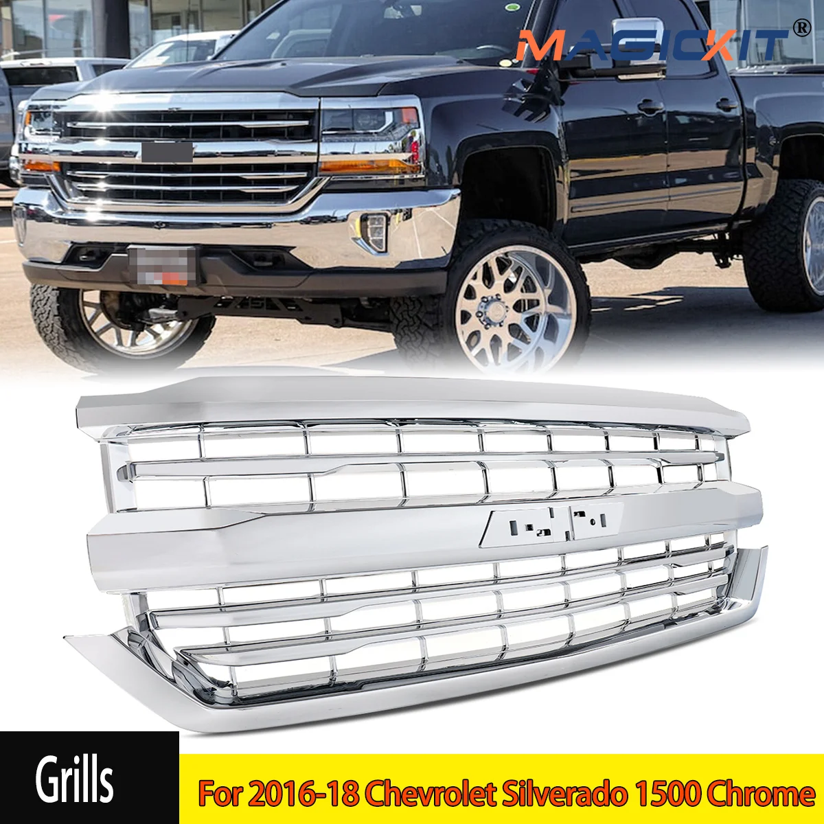 For 2016-18 Chevrolet Silverado 1500 Chrome Front Bumper Grille LTZ High Country