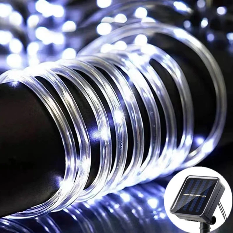 5M/10M/20M Solar LED Rope Lights Fairy Tube Light String Outdoor Waterproof 8 Mode for Home Garden Patio Christmas Wedding Decor