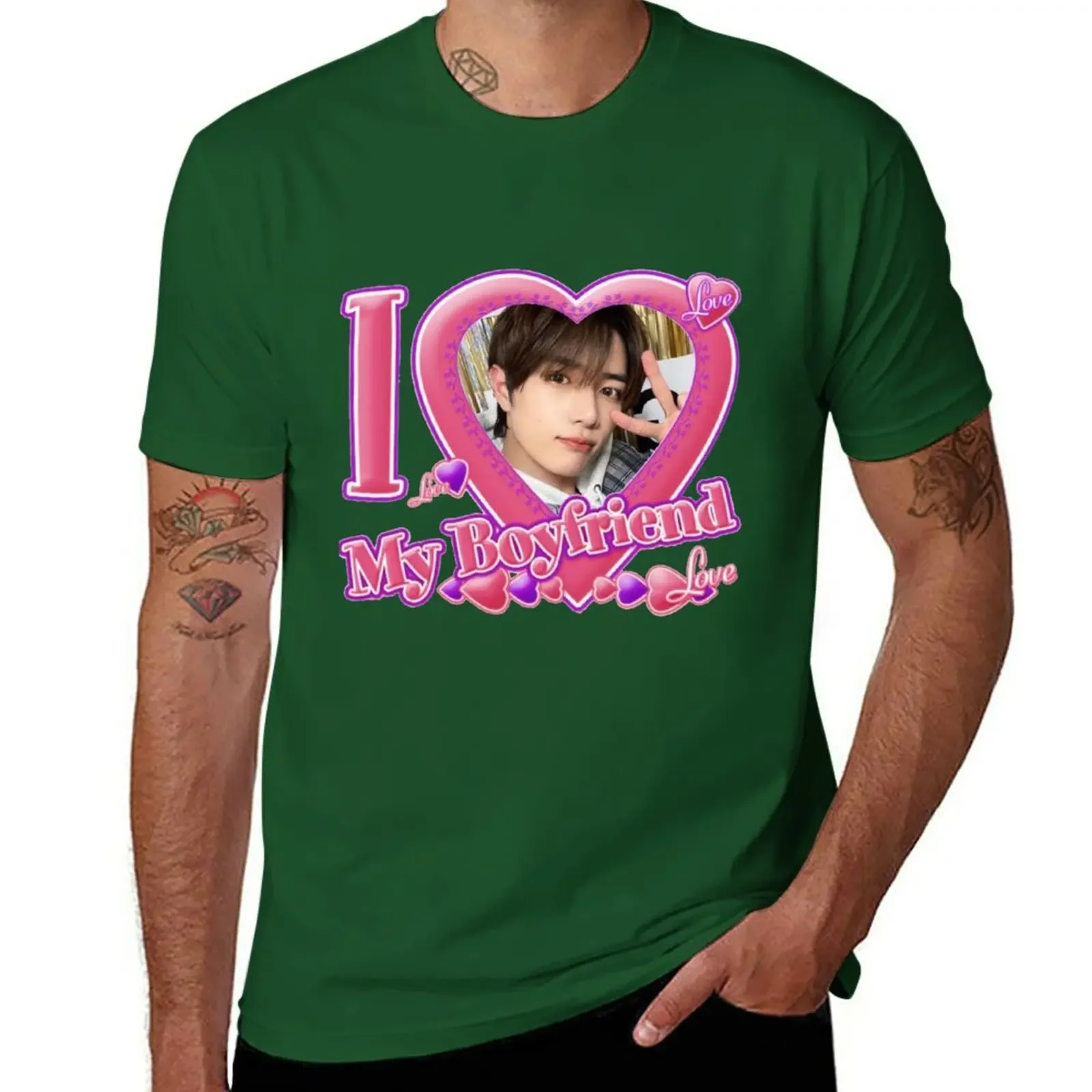 New Beomgyu TXT I love my boyfriend T-Shirt kawaii clothes tops graphics t shirt mens clothing 2024 heavyweight new arrival hot