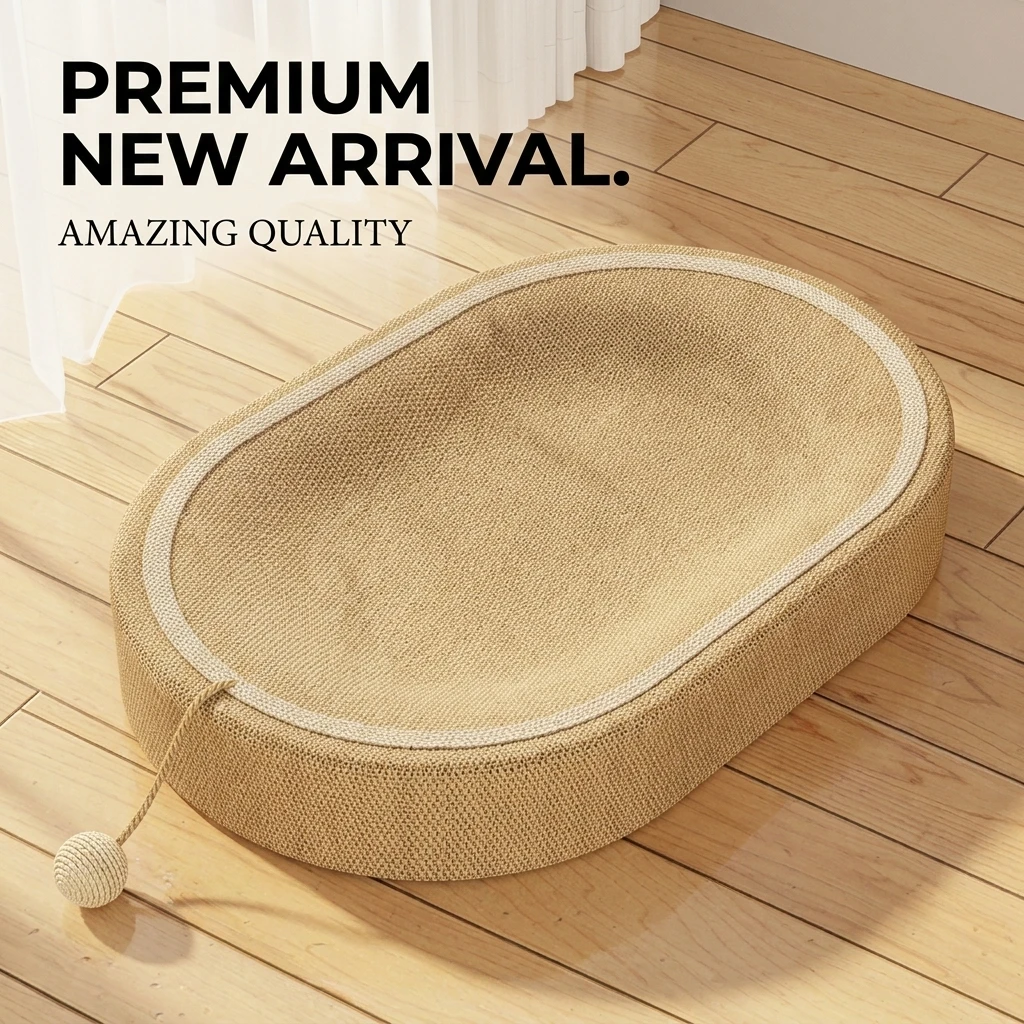 Cat Scratcher Bed Sisal Wear-Resistant Large Cat Nest Lounge All-Season Durable Pet Scratching Sofa with Toy Ball