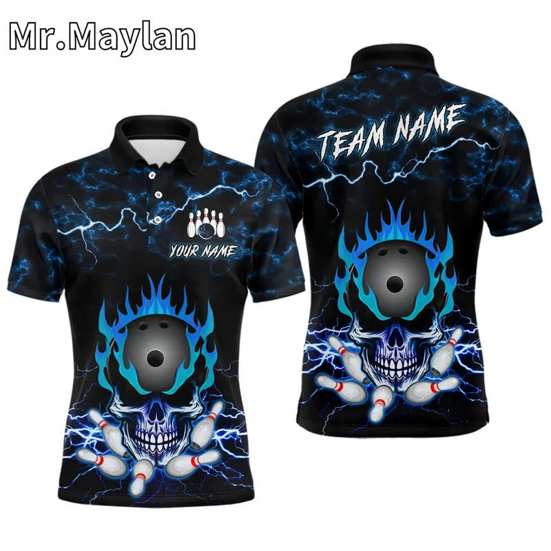 3D Personalized Bowling Man Polo Shirt Women Street Team Bowling Jerseys Bowling Pin Shirt Summer Unisex Tee Tops Shorts Polo