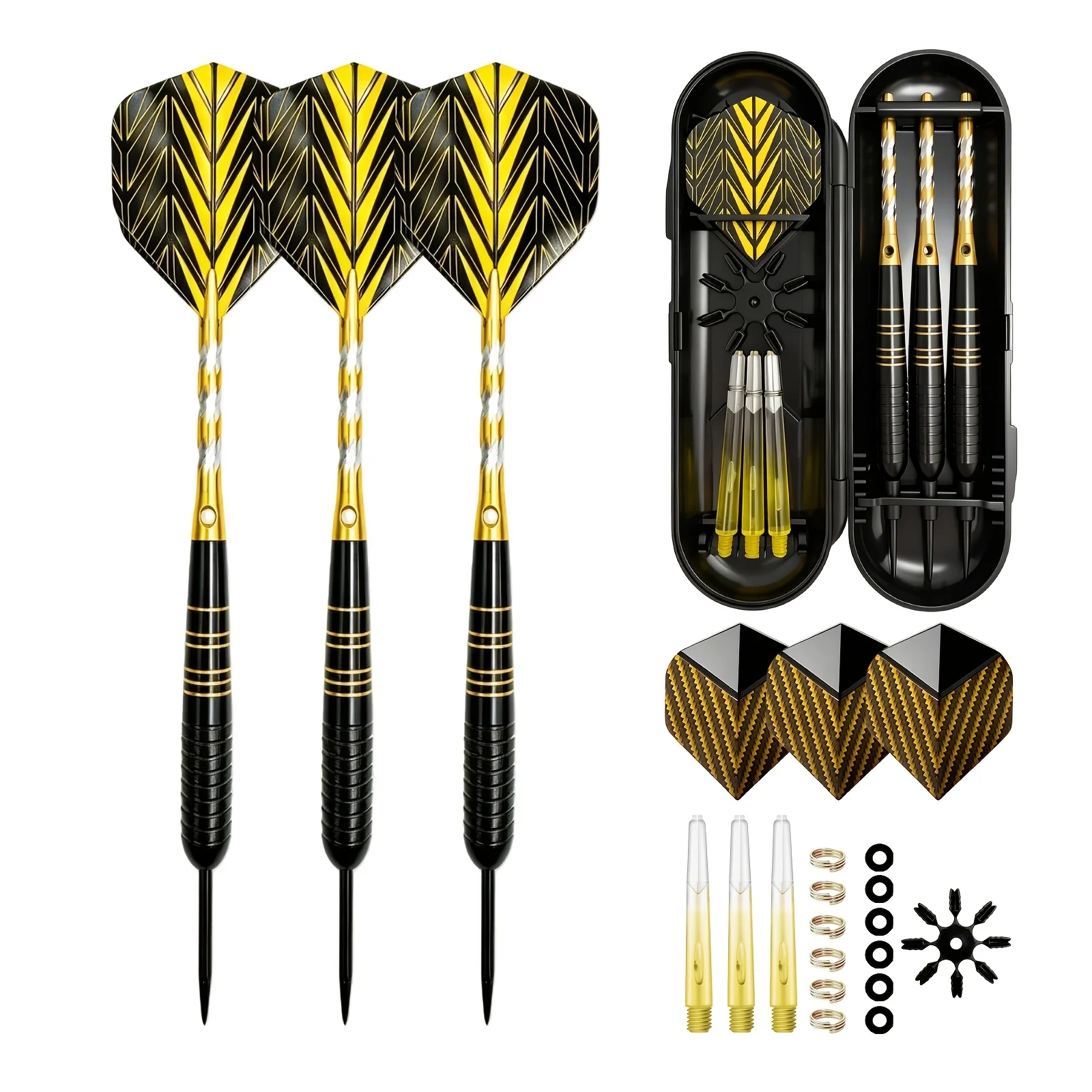 High Quality 24g Steel Pointed Dart Set with Brass Barrel, Aluminum Shaft, PET Flash Edge, Beginner/Competitive Training Dart