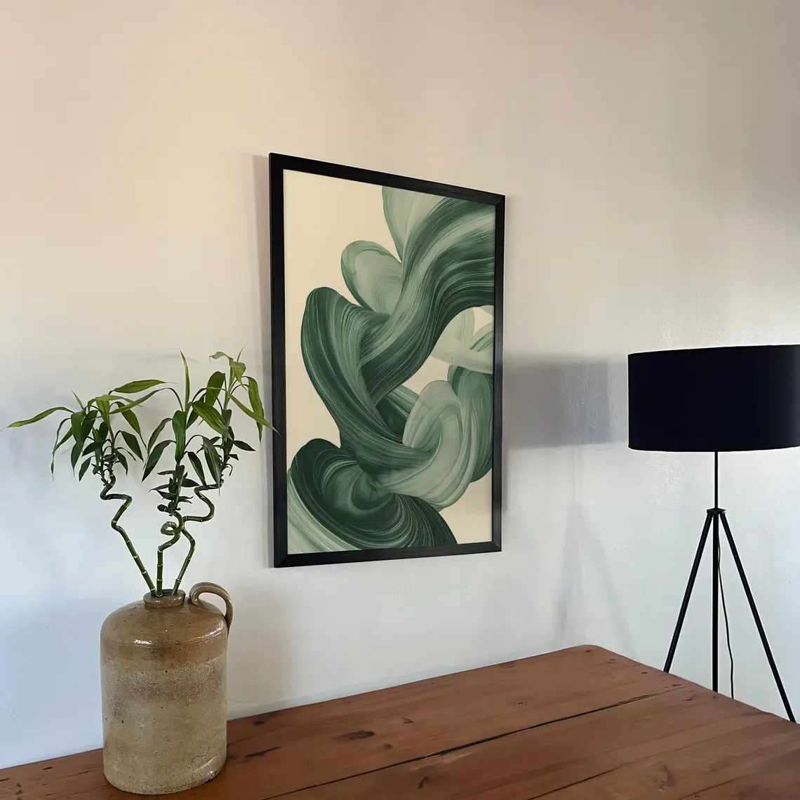 Sage Green Mid Century Modern Wall Art, Modern Abstract Art Print, Japandi Wall Art, Sage Green Poster, Above Couch Art, Printab image 4