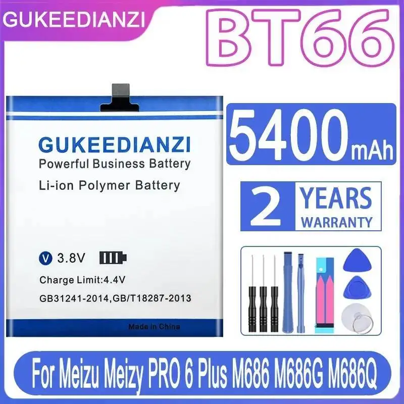 

BT66 5400Mah Reliable Power Mobile Phone Battery For Meizu Meizy Pro 6 Plus M686 M686G M686Q Replacement