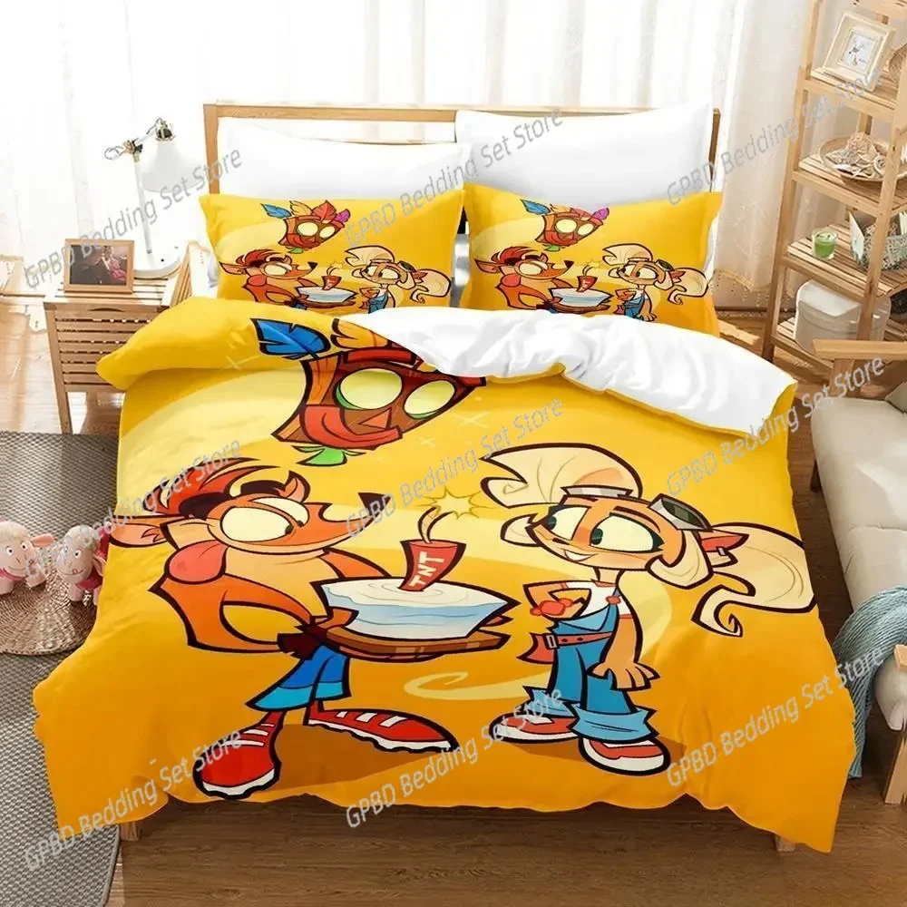 Crash Bandicoot Bedding Set Single Twin Full Queen King Size Bed Set Adult Kid Bedroom Duvet cover Sets 3D Anime Bed Sheet Set