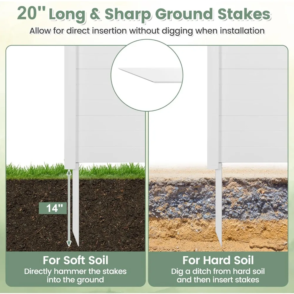 エアコンフェンス 2パネル - 幅48インチ x 高さ36インチ 屋外プライバシースクリーン ゴミ箱囲い 3本の杭付き、PVCビニール製