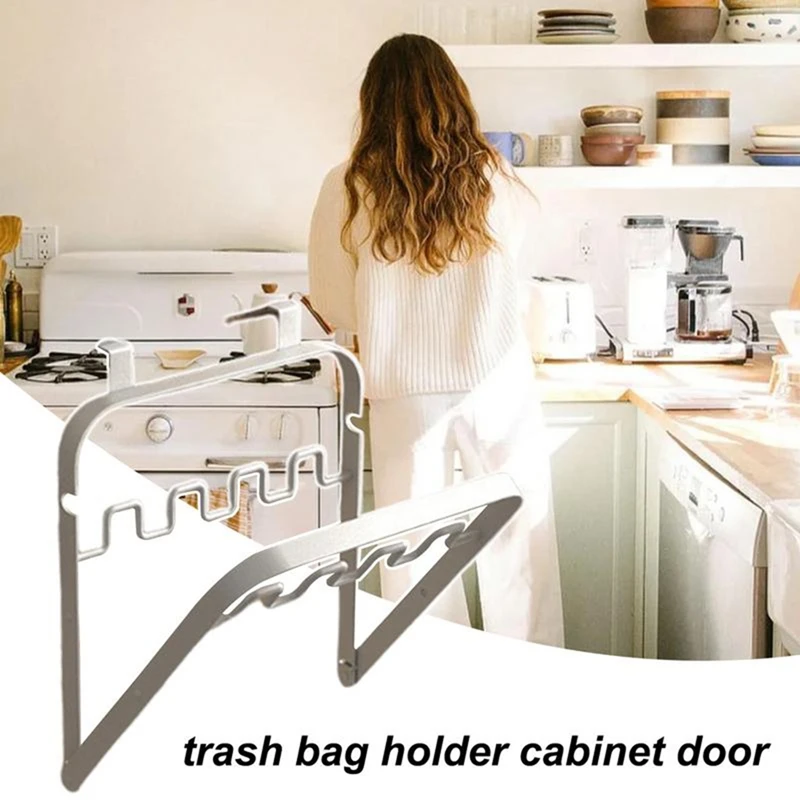 

Trash Bag Holder Hangable Bracket For Garbage Pouch Metal Garbage Pouch Holder For Kitchen Doors Folding Waste Can Bag