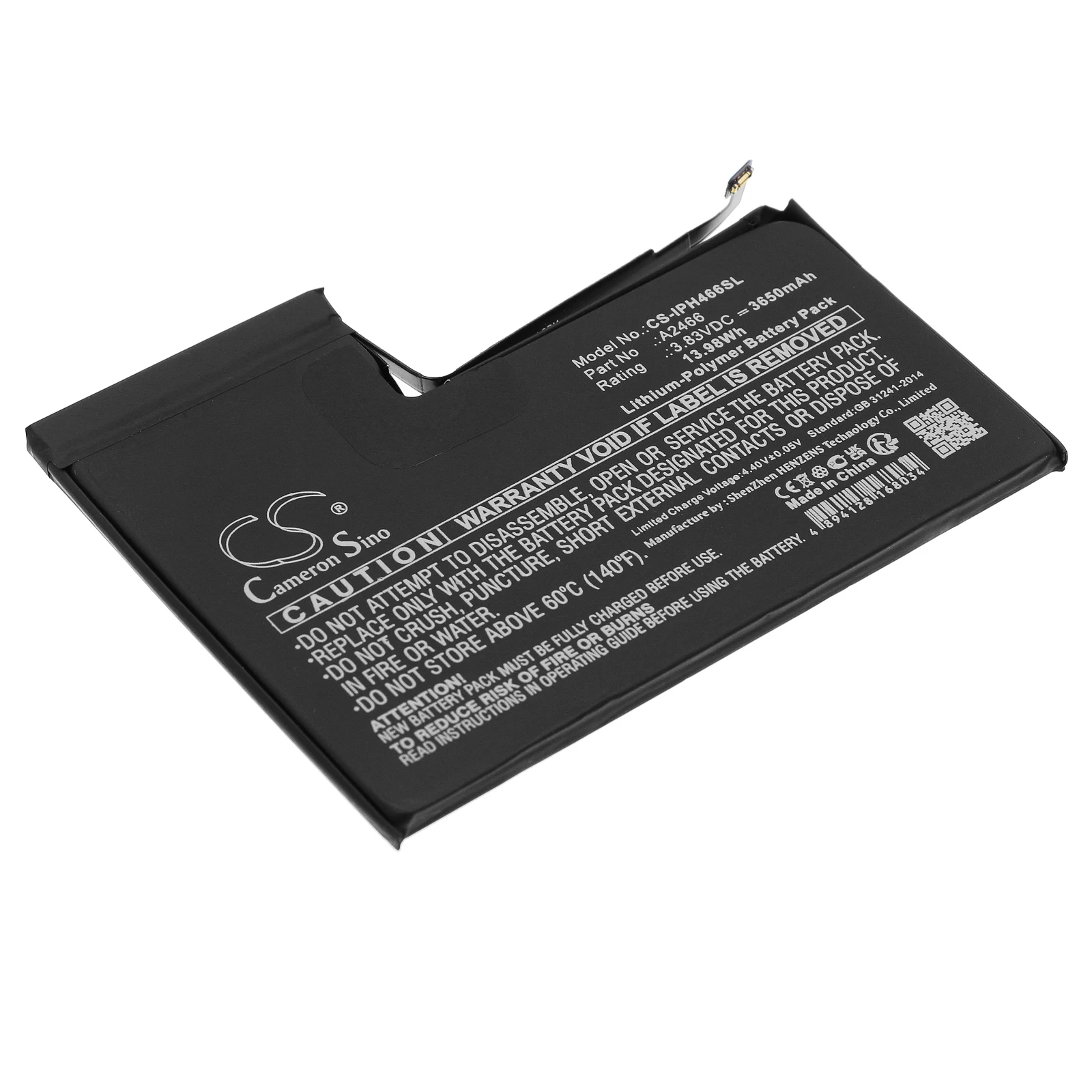 Cameron Sino 3.83V 3650mAh/4400mAh Mobile,SmartPhone Battery A2466 for Apple IPhone 12 Pro Max +TOOLS KIT