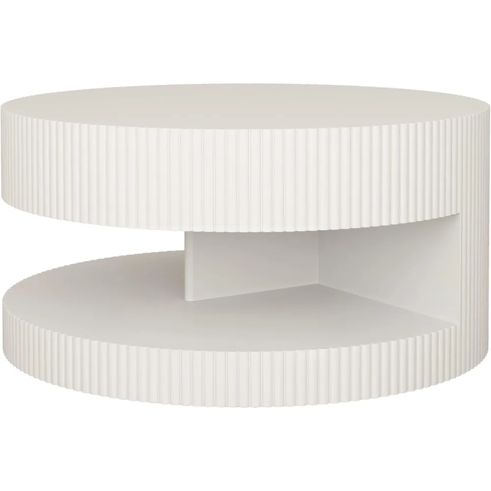 طاولة قهوة دائرية معاصرة مع مساحة تخزين ونمط شريطي عمودي لغرفة المعيشة #5