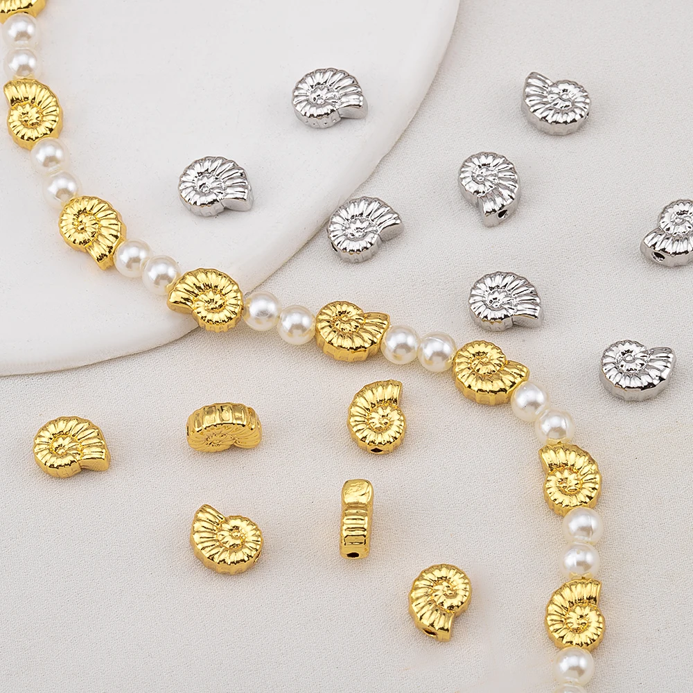 5Pcs/lot Metal Copper Snail Seashell Shape Loose Spacer Beads For DIY Necklace Bracelet Jewelry Making Accessories Findings