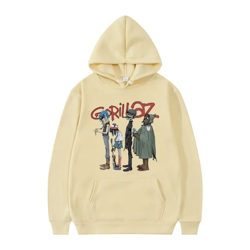 2024 Music Band Gorillaz PUNK ROCK Sweater Men Women Cartoon Pattern Hooded Top Leisure and Trendy Clothes Vintage Y2K Clothing