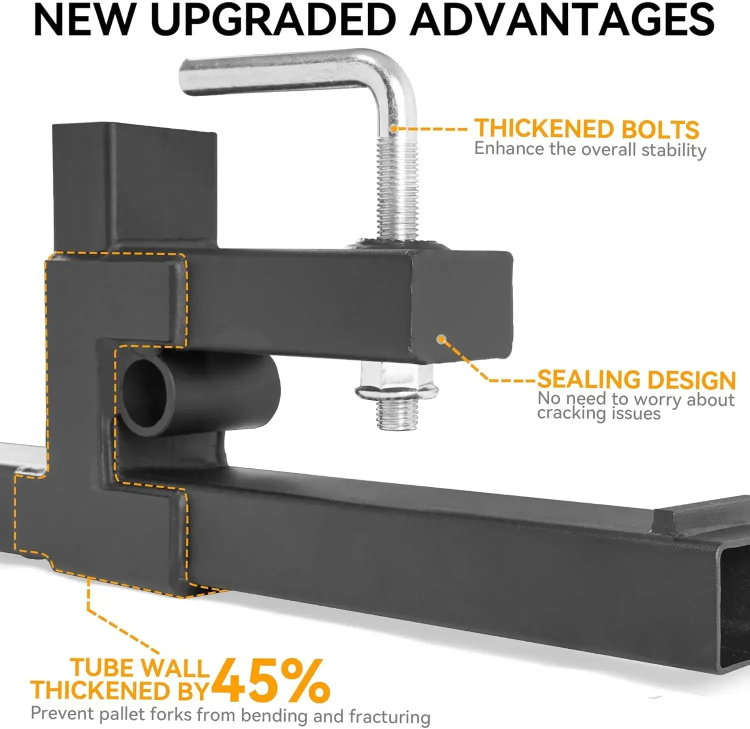60" 4000lbs Clamp on Pallet Forks Heavy Duty Tractor Forks with Adjustable Stabilizer Bar Tractor Bucket Forks