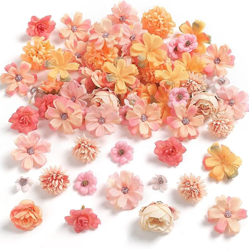

20Pcs Mini Silk Artificial Flowers Fake Rose Daisy Flower Heads Autumn Decoration for Home Room Wedding Accessories Gifts