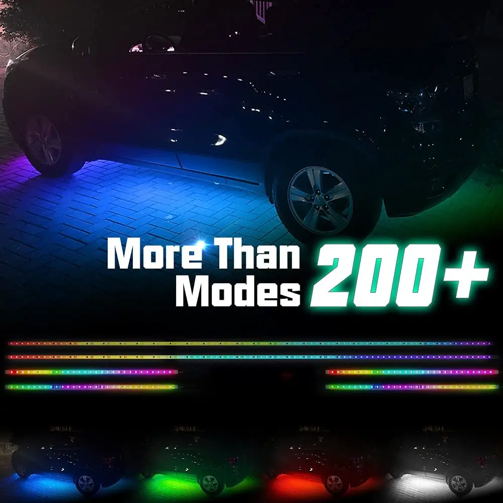 Car Flexible Underglow Strip Light LED Underbody Remote APP Control RGB Neon Lights Atmosphere Lamp for Auto Decoration