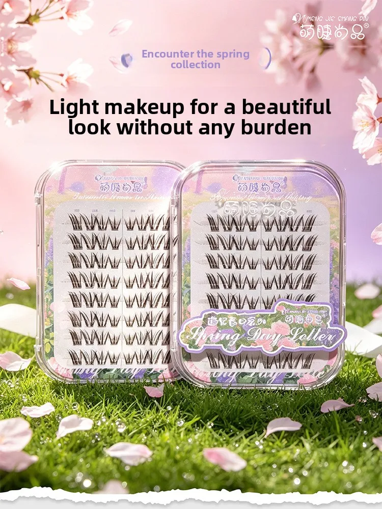 Klebefreie, natürlich aussehende Fox-Eye Wispy Lashes, flauschige, weiche, einzelne Wimpernbüschel, lange, verlängernde Cat-Eye-Kunstwimpern – Detail 11