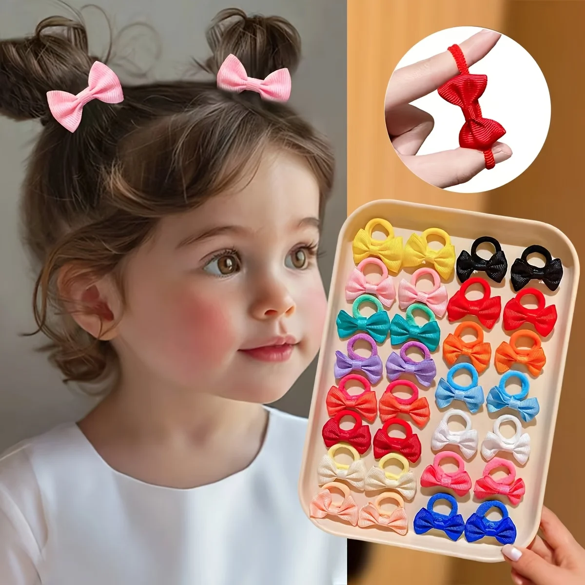 24 Lazos para el Cabello de Colores Aleatorios para Niñas, Lindos Accesorios para el Cabello para la Escuela, Fiestas y Peinados de Moño Doble