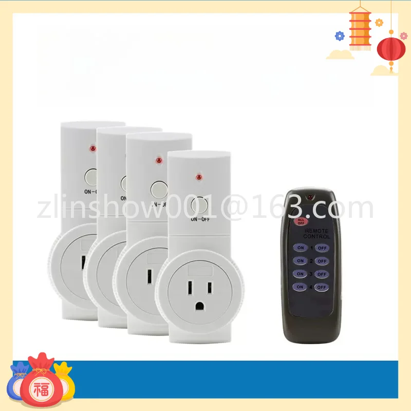 Wireless power supply with remote control socket 110V switch, high-power wall-through power supply for home use
